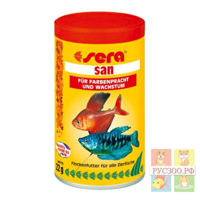 SERA корм для рыб SAN 100 мл. хлопья для окраски всех видов рыб 
