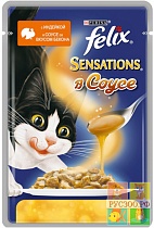 FELIX Sensation корм для кошек пауч "В удивительном соусе с индейкой со вкусом бекона"85г 