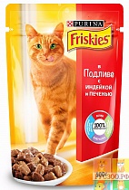 FRISKIES корм для кошек пауч"С индейкой и печенью" в подливе 100 г 