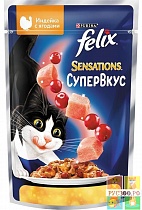  FELIX Sensation корм для кошек пауч "Супервкус индейка с ягодами" 75г 