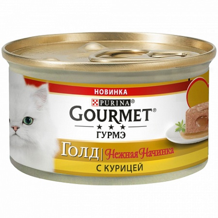  GOURMET Gold  корм для кошек консервы Нежная начинка курица 85г 