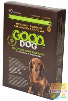 ВИТАМИННОЕ ЛАКОМСТВО GOOD DOG для собак "Здоровье кожи и шерсти" 90таб 
