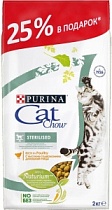 CAT CHOW корм для кошек STERILISED "С домашней птицей"400г+25%стерелизованных и кастрированных котов 