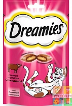 DREAMIES ДРИМС лакомство для кошек подушечки с говядиной 60 г 