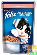 FELIX ACAIL корм для кошек пауч "Аппетитные кусочки" Лосось в желе 85 г 