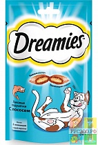 DREAMIES ДРИМС лакомство для кошек подушечки с лососем 60 г 
