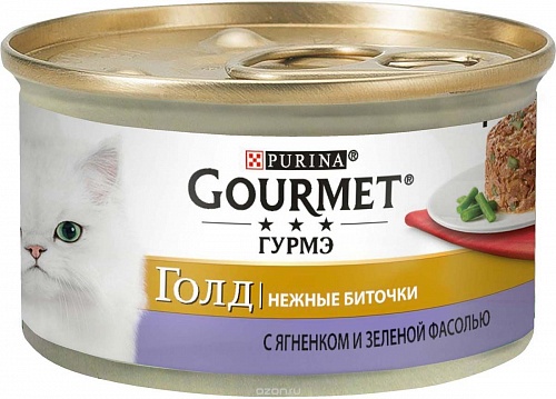 GOURMET Gold корм для кошек консервы "Нежные биточки"ягненок с зеленой фасолью 85г 