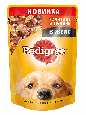 PEDIGREE пауч корм для собак с телятиной и печенью в желе 100 г.взрослых всех пород