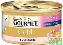 GOURMET Gold корм для кошек консервы мусс с говядиной 85г 
