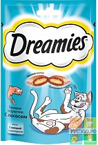 DREAMIES ДРИМС лакомство для кошек подушечки с лососем 30 г 
