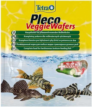 TETRA PLECO VEGGIE WAFERS 3 г.Корм-пластинки с добавлением цукини для травоядных донных рыб 