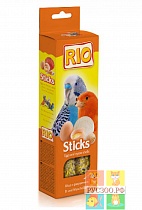 RIO Sticks лакомство палочки для всех видов птиц "С яйцом и ракушечником" 2*40г зоомагазин