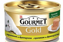 GOURMET Gold CIL Rabbit корм для кошек консервы с кроликом по французки 85г 