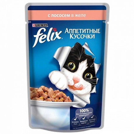  FELIX ACAIL корм для кошек пауч "Аппетитные кусочки" Лосось в желе 75 г 