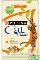 CAT CHOW корм для кошек пауч Adult 1+с курицей и кабачками в желе 85г.взрослых 1+  