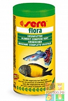 SERA корм для рыб FLORA 100 мл. хлопья со спирулиной для всех растительноядных рыб 