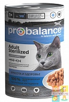  PRO BALANCE корм для кошек консервированный STERILIZED 415г стерилизованых 