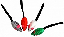 МЫШЬ нейлоновая цветным с пером игрушка для кошек 5 см YN-Q001 