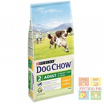 DOG CHOW корм для собак Adult Lamb с курицей 2.5 кг.взрослых старше 1 года 