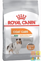 ROYAL CANIN корм для собак MINI COAT Care 1кг стареющих мелких пород с тусклой и сухой шерстью  