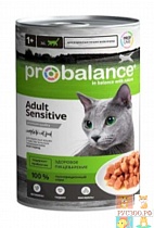  PRO BALANCE корм для кошек консервированный SENSITIVE 415г.с чувствительным пищеварением 