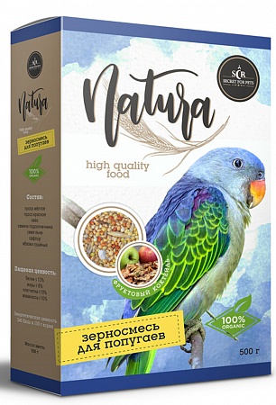 картинка SECRET NATURA зерносмесь корм для попугаев "Фруктовый коктейль" 500г от магазина