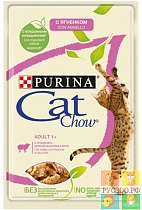 CAT CHOW корм для кошек пауч Adult 1+с ягнёнком и фасолью в желе 85г.взрослых 1+  