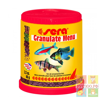 SERA корм для рыб GRANULAT-MENU 150 мл. для всех видов, содержит 4 вида корма 