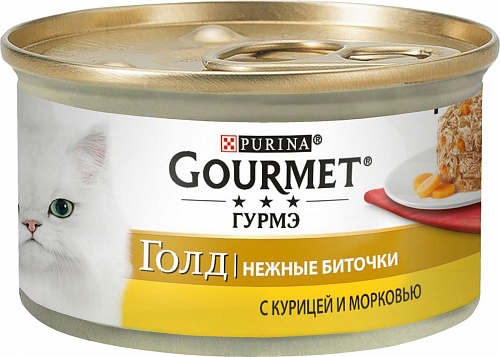  GOURMET Gold корм для кошек консервы "Нежные биточки"с курицей и морковью 85г 