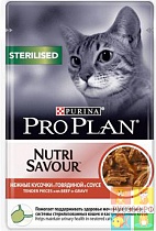 PURINA PRO PLAN Sterilised корм для кошек пауч говядина 85 г.стерлизованных и кастрированных котов 