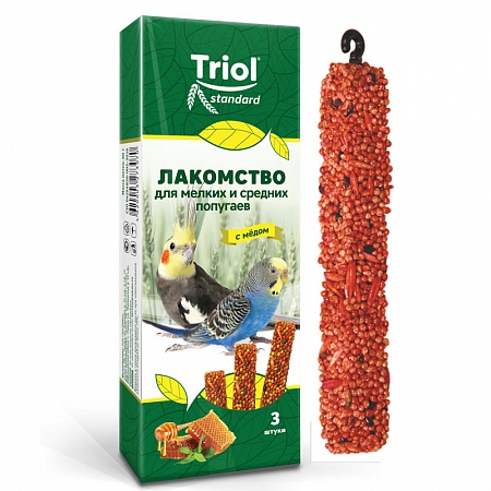 картинка TRIOL Standard лакомство для мелких и средних попугаев "С медом" 3шт 80г от магазина