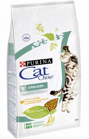  CAT CHOW корм для кошек STERILISED "С домашней птицей"Весовой стерелизованных и кастрированных котов 