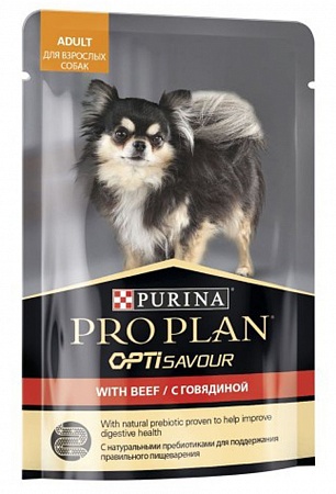 PURINA PRO PLAN пауч корм для собак с говядиной 100г.взрослых мелких и карликовых пород 