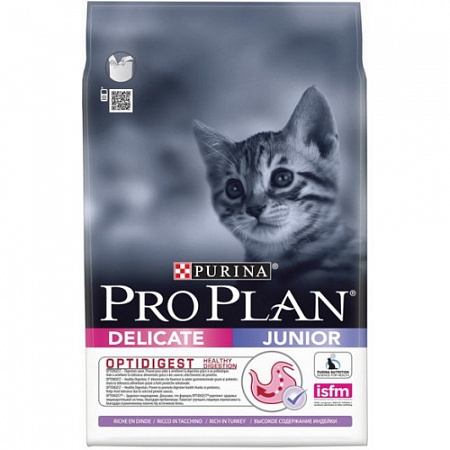  PURINA PRO PLAN корм для котят KITTEN Junior Delicate "С индейкой"400г.с чувствительным пищеварением 