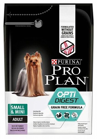 PURINA PRO PLAN корм для собак Optidiges Small&Mini Adult индейка 2.5 кг маленьких карликовых пород 
