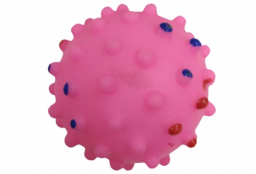МЯЧ ЗООМИКС с шипами и писчиком виниловый  розовый игрушка для собак 5 см 