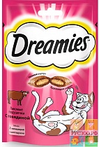 DREAMIES ДРИМС лакомство для кошек подушечки с говядиной 30 г 